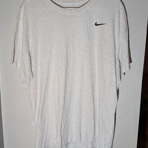 Nike Short Sleeve Crew Tee in Light Heather White with Black Swoosh